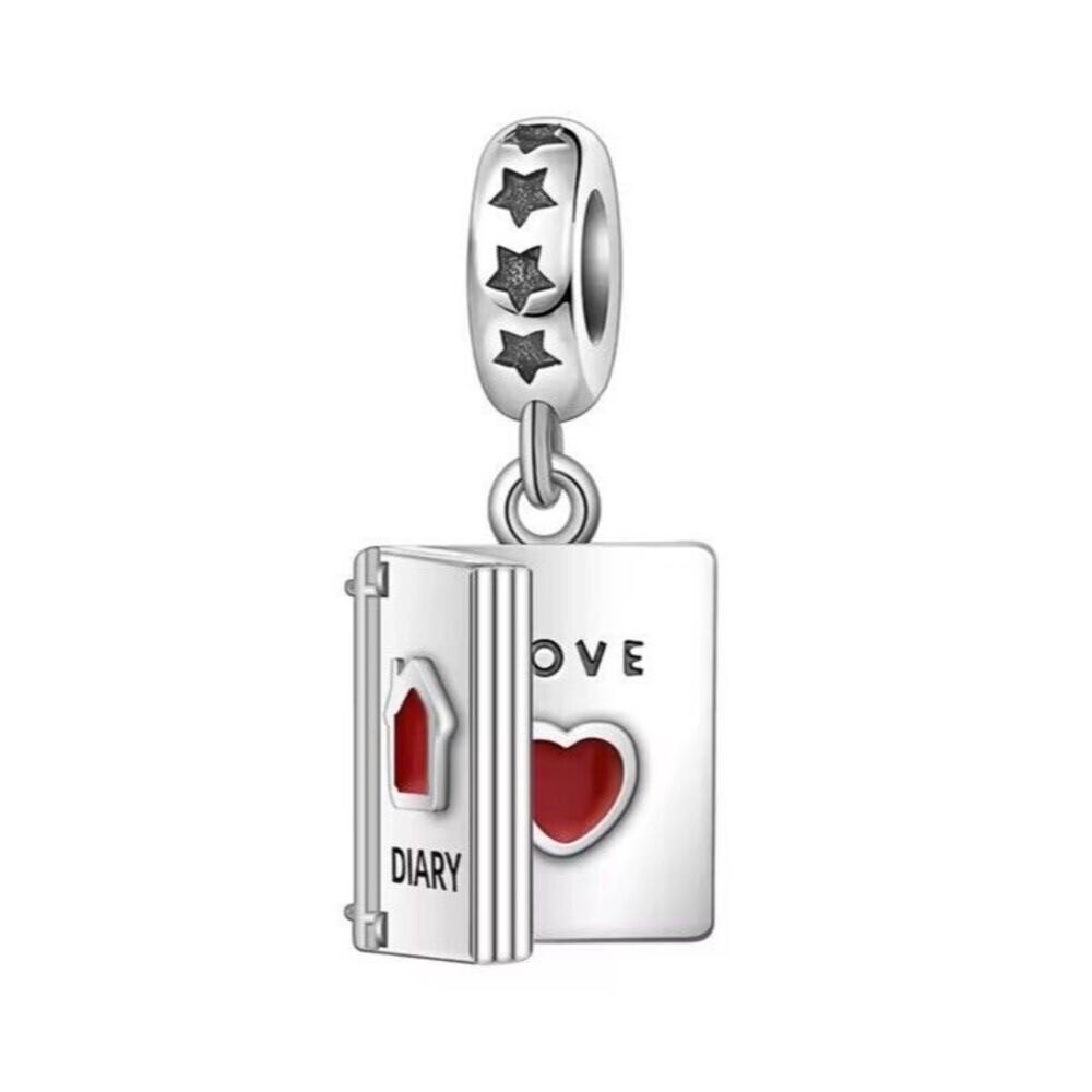925 Silver Love Notes Charm Notebook Dangle Pendant Gift Collectable Mom Sister